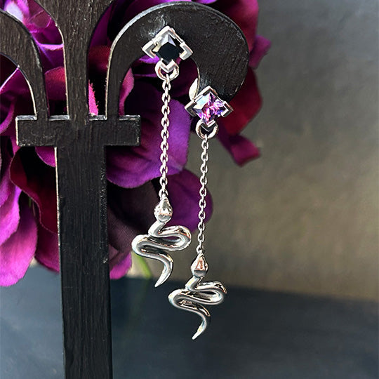 Bizarre/ビザール サーペントバイパーロングチェーンシルバーピアス(1個売り) SPJ096