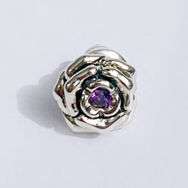 Bizarre/ビザール シークレットローズシルバー薔薇ピアス(1個売り)SPJ070 キュービックジルコニアパープル