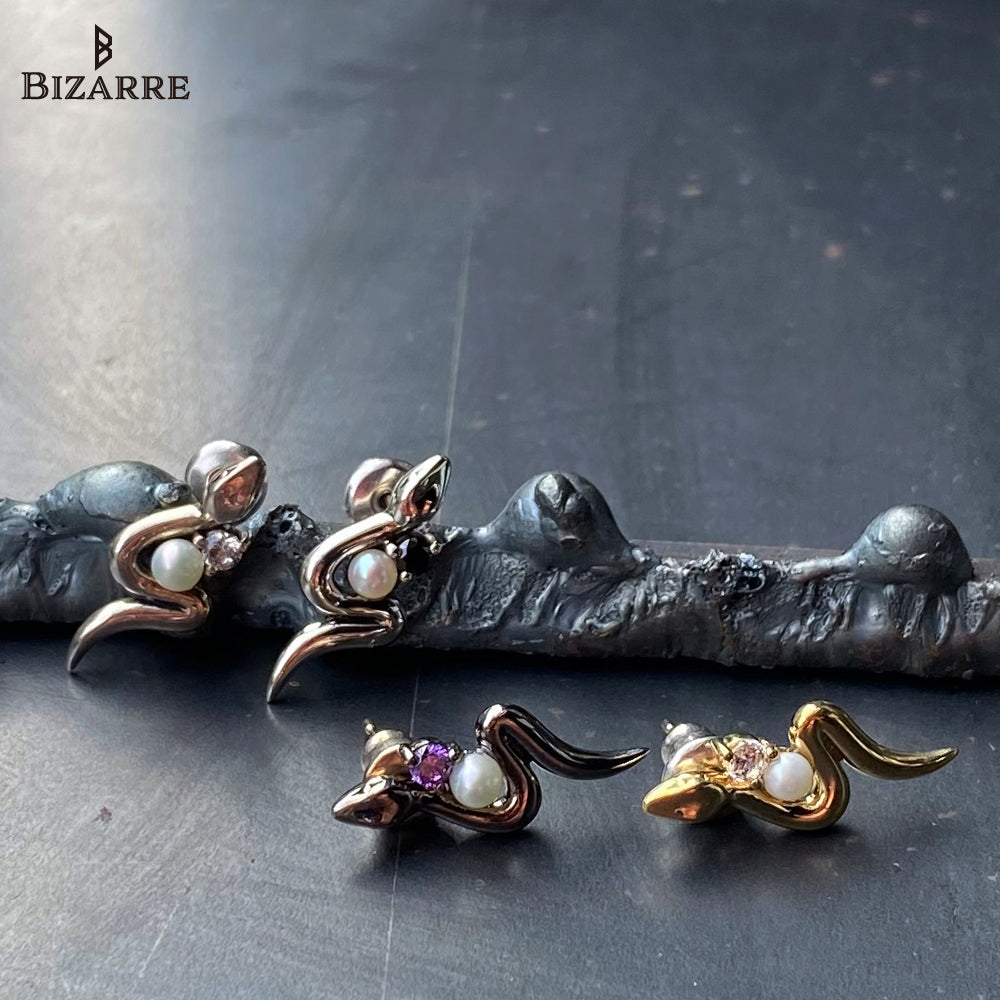 Bizarre/ビザール サーペントバイパーパール蛇 シルバーピアス (1個売り) SPJ079