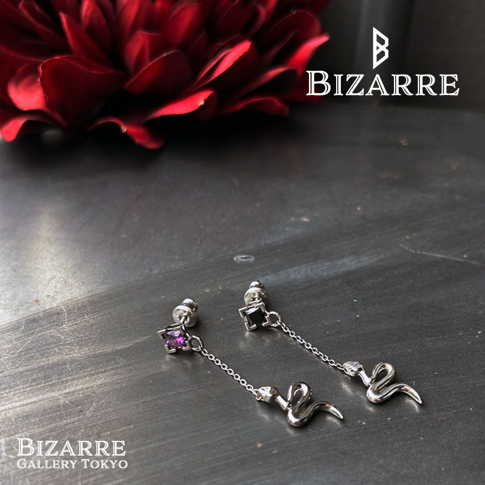 Bizarre/ビザール サーペントバイパーロングチェーンシルバーピアス(1個売り) SPJ096