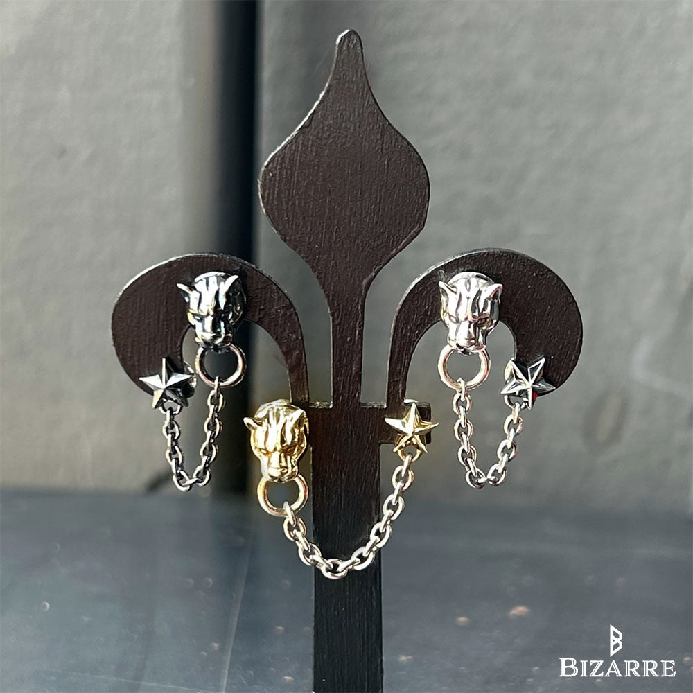 Bizarre/ビザール フレグランスドパンサー&スターダブルシルバー豹メンズピアス (1個売り) SPP054