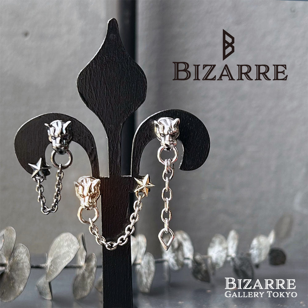 Bizarre/ビザール フレグランスドパンサー&スターダブルシルバー豹メンズピアス (1個売り) SPP054