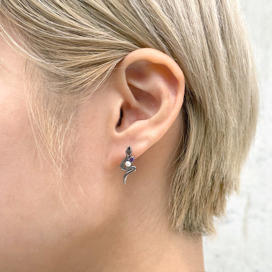 Bizarre/ビザール サーペントバイパーパール蛇 シルバーピアス (1個売り) SPJ079