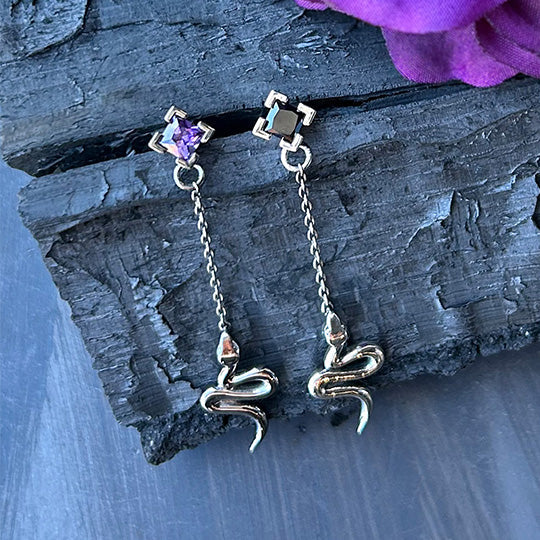 Bizarre/ビザール サーペントバイパーロングチェーンシルバーピアス(1個売り） SPJ096