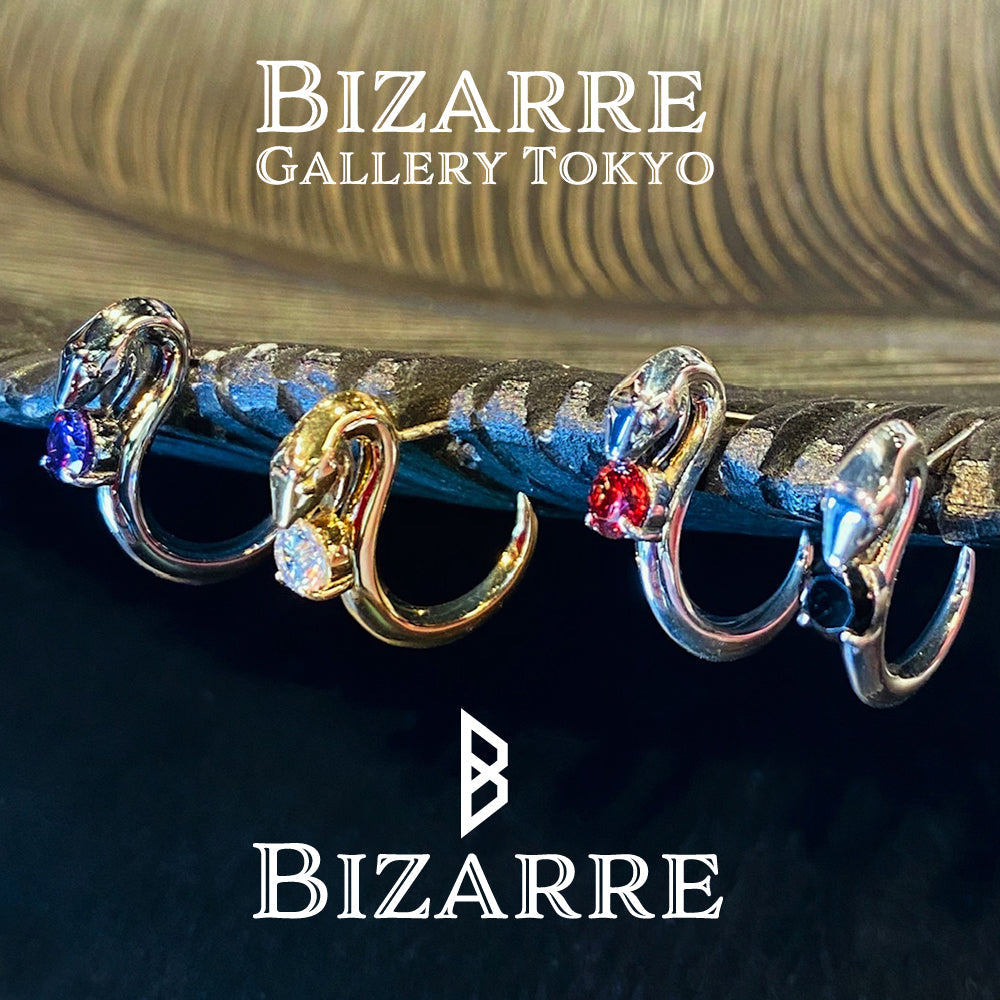 Bizarre/ビザール サーペントバイパー蛇 シルバーピアス-プレーン(1個売り) SPJ077