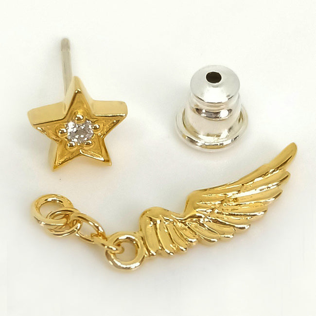 Bizarre/ビザール サンダルフォン（天使の翼・星）シルバーピアス(1個売り) SPJ050