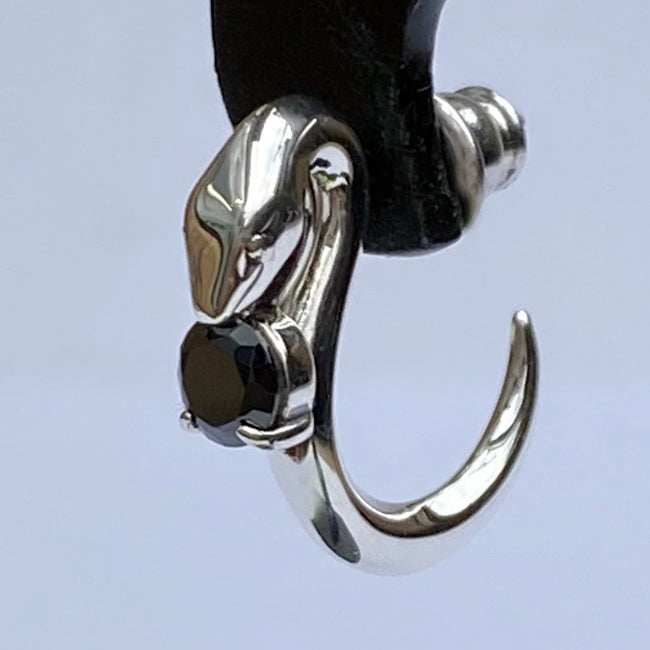 Bizarre/ビザール サーペントバイパー蛇 シルバーピアス-プレーン(1個売り) キュービックジルコニアブラック　SPJ077