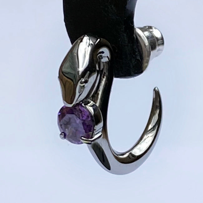 Bizarre/ビザール サーペントバイパー蛇 シルバーピアス-プレーン(1個売り) キュービックジルコニアパープルSPJ077