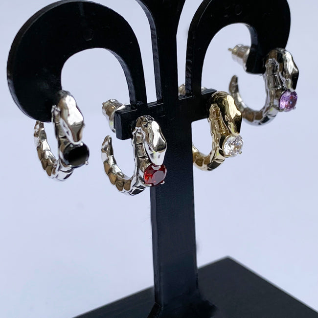 Bizarre/ビザール サーペントバイパー蛇 シルバーピアス (1個売り) SPJ078