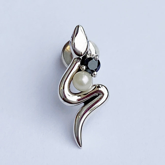 Bizarre/ビザール サーペントバイパーパール蛇 シルバーピアス (1個売り) シルバー925　SPJ079