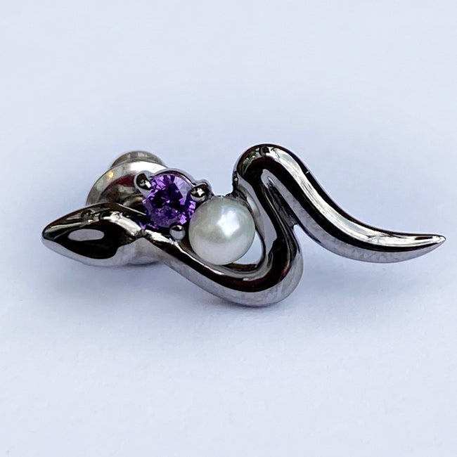 Bizarre/ビザール サーペントバイパーパール蛇 シルバーピアス (1個売り) SPJ079