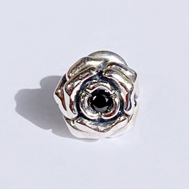 Bizarre/ビザール シークレットローズシルバー薔薇ピアス(1個売り)SPJ070　キュービックジルコニアブラック