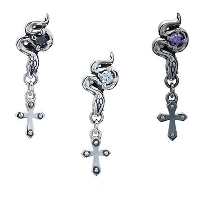 Bizarre/ビザール　サーペントクロス（十字架）蛇　シルバーピアス(1個売り） ユニセックス　SPJ072