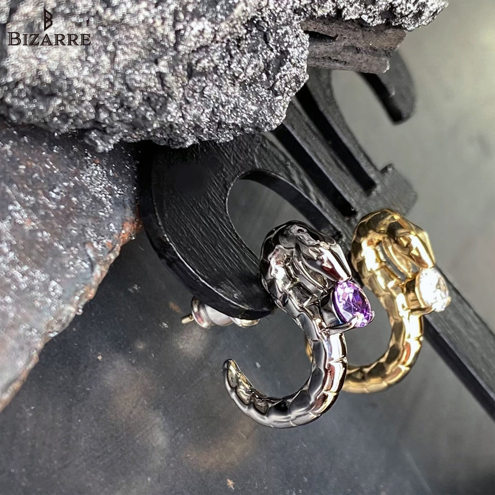 Bizarre/ビザール サーペントバイパー蛇 シルバーピアス (1個売り) SPJ078