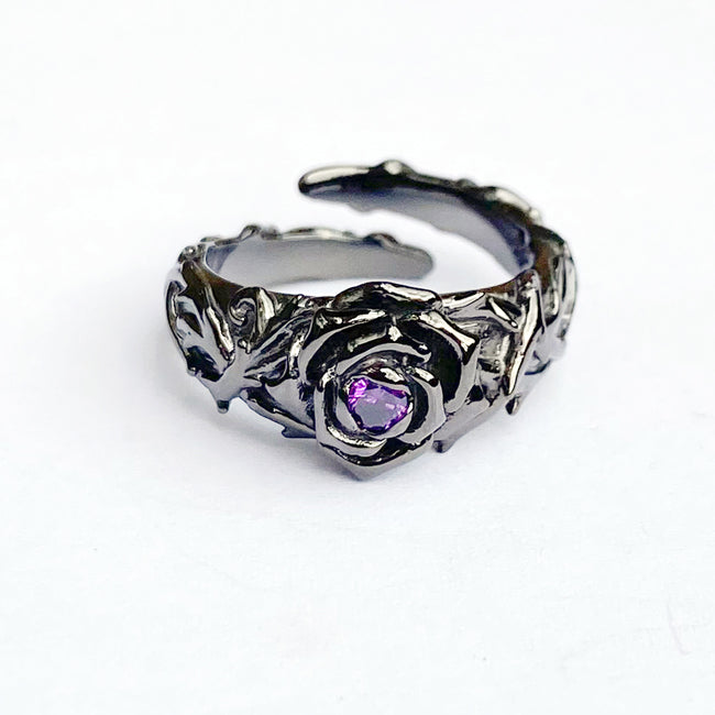 Bizarre/ビザール シークレットローズ 薔薇 シルバーリング　キュービックジルコニアパープル　 SRJ088