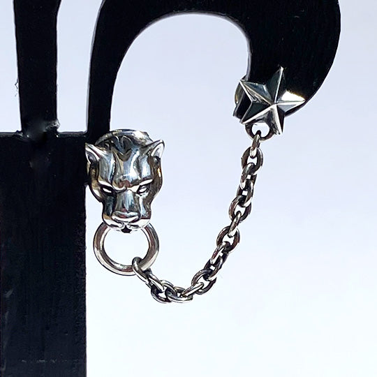 Bizarre/ビザール  フレグランスドパンサー＆スターダブルシルバー豹メンズピアス (1個売り) SPP054　メンズピアス